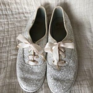 Kate Spade White Glitter Keds